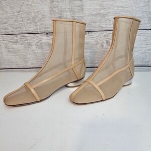 Antonio Melani x Elizabeth Damrich 7.5 Femme Mesh Cage Latte Bootie *Flaw NWOB